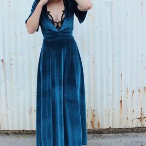 Blue velvet dress